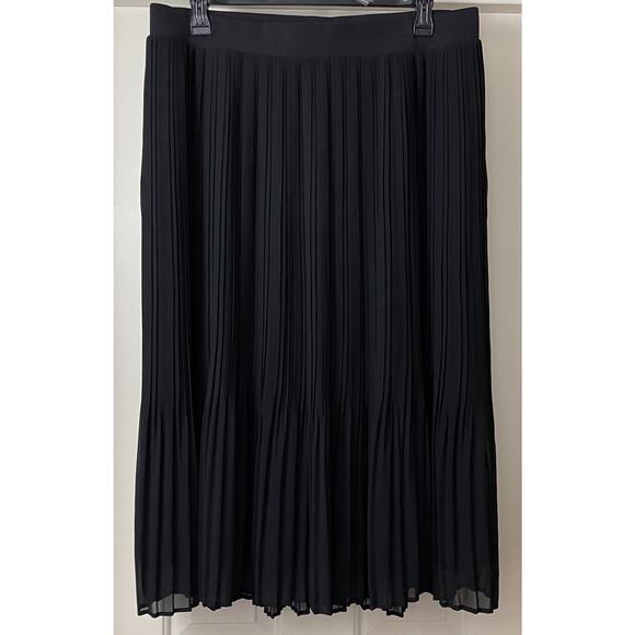 Torrid Pleated Midi Skirt Womens Size 2X Black Lined Elastic Waist Semi Sheer - Picture 3 of 11